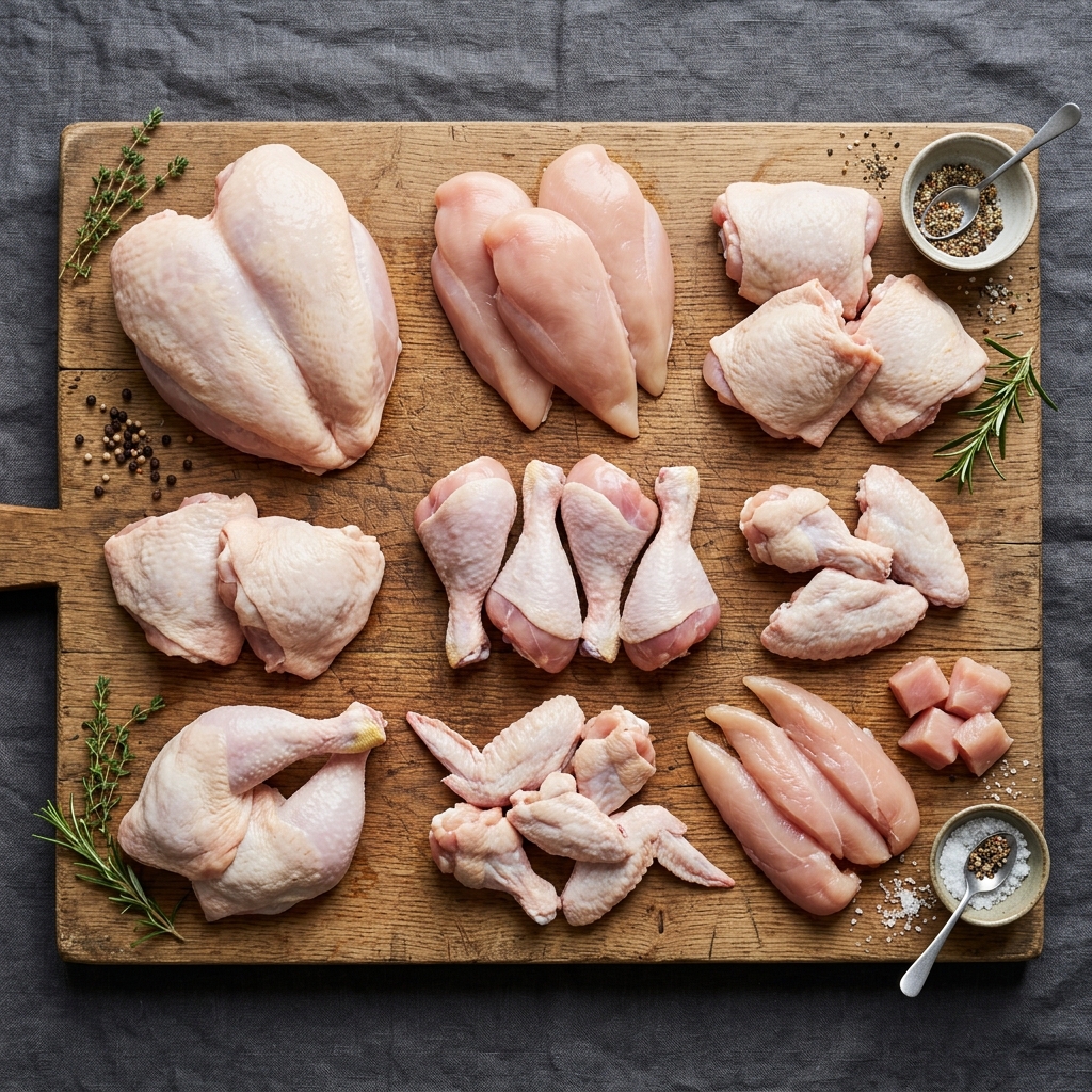 Pieced chicken packaged